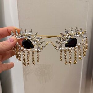 Elegant Gold and Crystal Embellished Sunglasses